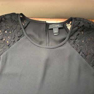 J. Crew lace shoulder black blouse, size 2.
